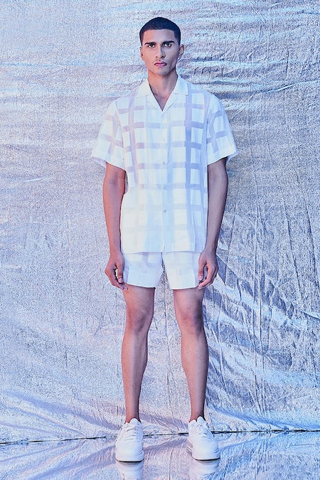 Line out line Window Pane Shirt With Shorts 