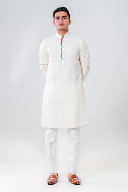 Amrit Dawani Cotton Silk Embroidered Lakhnavi Kurta With Pant 