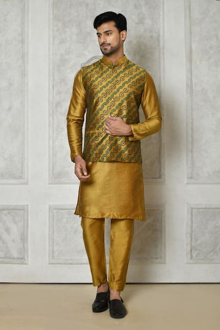 Aryavir Malhotra Bandhani Print Bundi & Kurta Set 