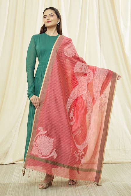 Khwaab by Sanjana Lakhani Floral Stripe Dupatta 
