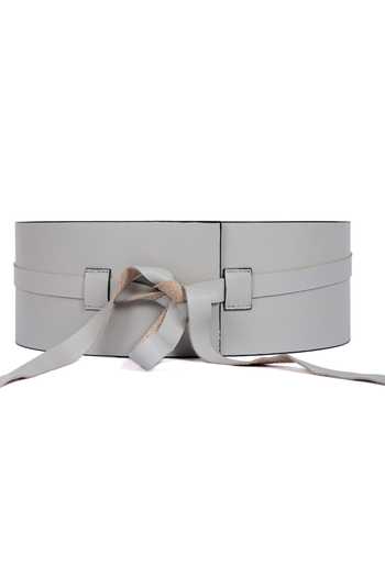 Buy Trov Grey Obi Leather Loop Tie-up Belt at Aza Fashions Buy_Trov_Grey Obi Leather Loop Tie-up Belt _at_Aza_Fashions