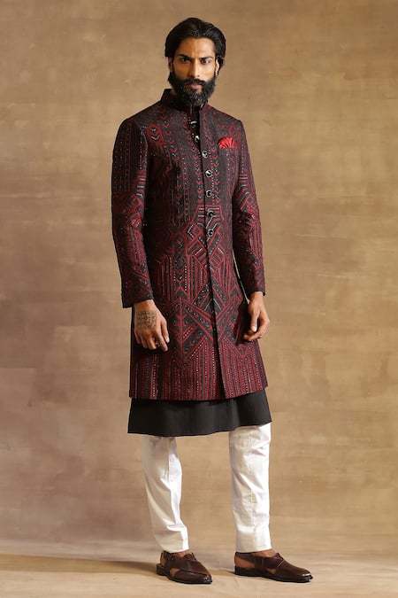 Raghavendra Rathore Jodhpur Geometric Pattern Achkan 