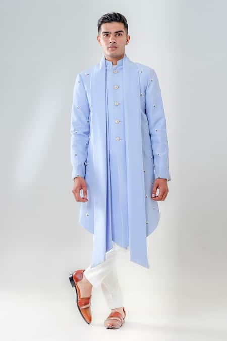 Amrit Dawani Extended Lapel Attached Kurta With Trouser 