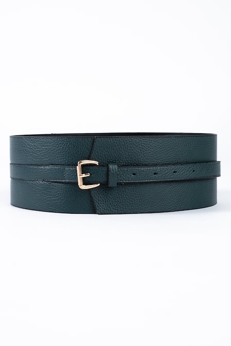Trov Green Luca Leather Buckle Belt 