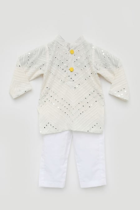 FAYON KIDS Mirror Embroidered Kurta & Pant Set 