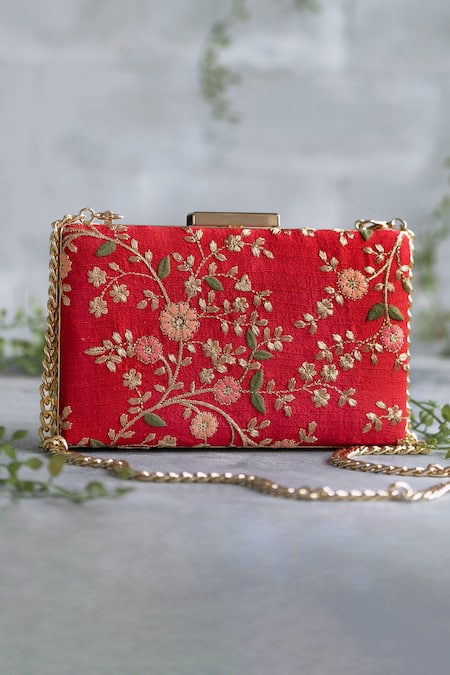 AMYRA Floral Creeper Thread Work Box Clutch 
