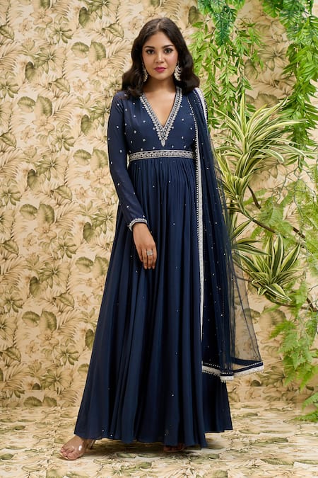 Navy Blue Anarkali Designer Dress Designs – TheDesignerSaree