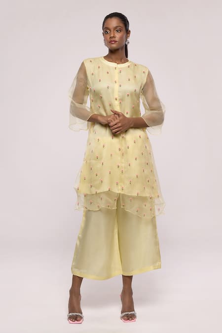 MAYU KOTHARI Rose Hand Embroidered Pastel Kurta 