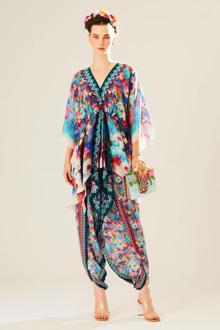 Rajdeep Ranawat Inayat Silk Floral Print Kaftan Top 