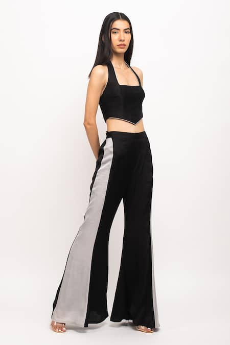 Neora By Nehal Chopra Halter Neck Bustier & Flared Pant Set 