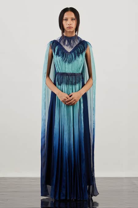 AKHL Glass Fringe Gathered Kaftan Dress 