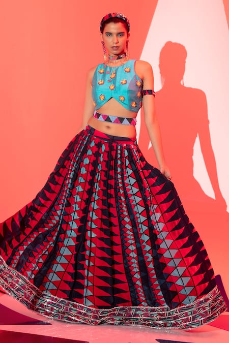 Esha L Amin Geometric Print Lehenga 