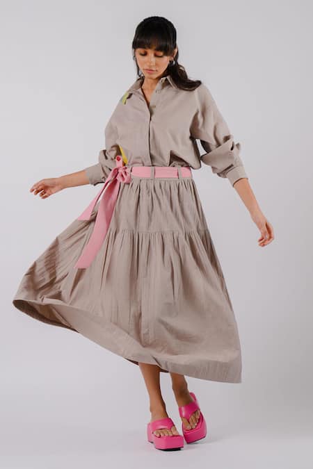 Tussah by Siddhi Shah Shirt & Tiered Skirt Set 