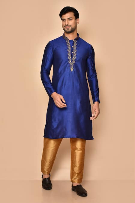 Aryavir Malhotra Mandarin Collar Straight  Kurta Set 