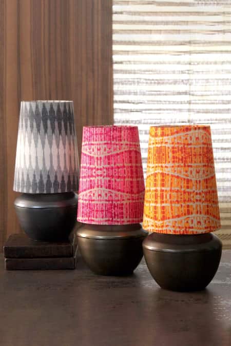 Courtyard Pink Metal, Cotton Abstract Pattern Shubha Table Light