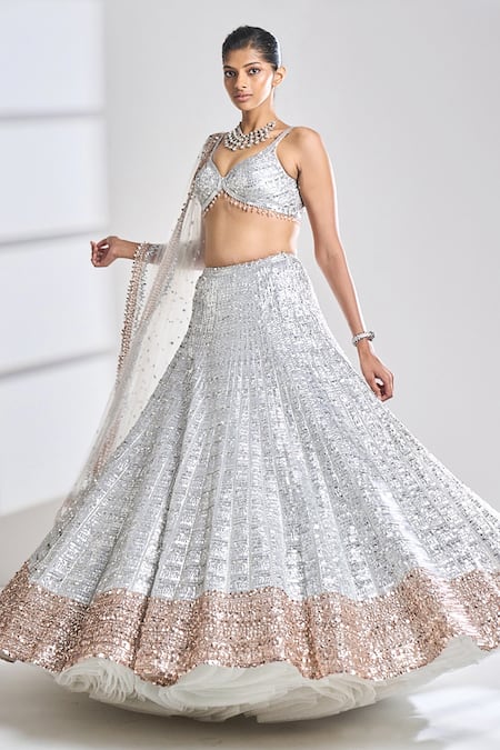 Buy White Sequined Embroidery Party Wear Lehenga Choli From Ethnic Plus