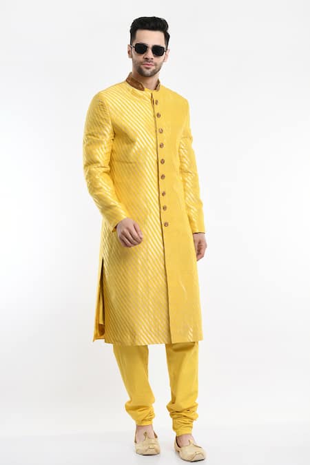 Samant Chauhan Stripe Pattern Sherwani Set 