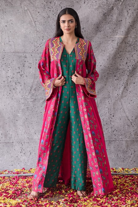 Shachi Sood Floral Print Jumpsuit With Jacket 