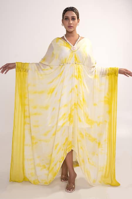 Merge Design Tie Dye Kaftan With Belt 