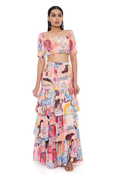 Payal Singhal Trance Print Top & Skirt Set 