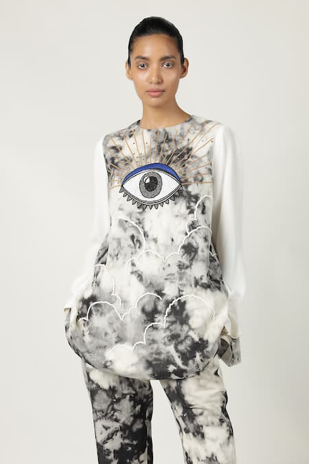 Shahin Mannan Clouds & Eye Flared Top 