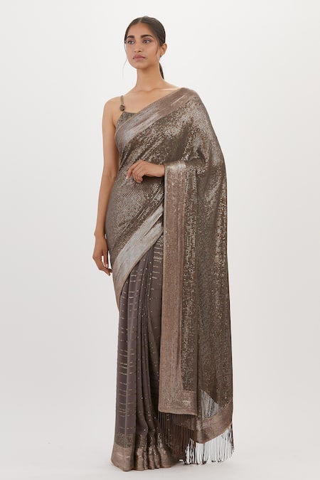 Nakul Sen Sequin Embroidered Saree With Blouse 