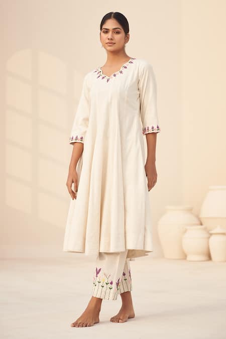 Hirika & Dhruti Handloom Cotton Anarkali & Pant Set 