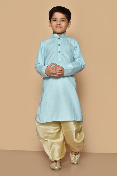 Aryavir Malhotra Thread Embroidered Half Placket Kurta Set 