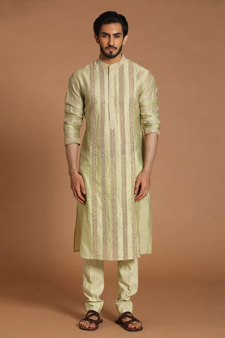 Rar Studio Embroidered Organza Stripe Kurta Set 