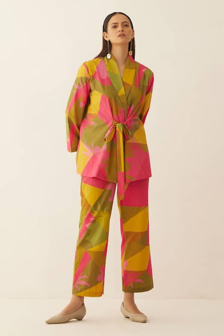 Shivani Bhargava Grid Print Short Jacket & Pant Set 