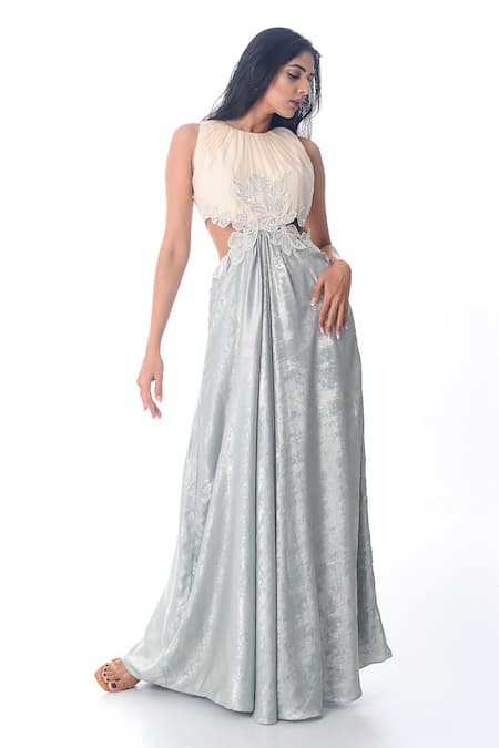 PIRI INDIA Hand Embroidered Cocktail Gown 