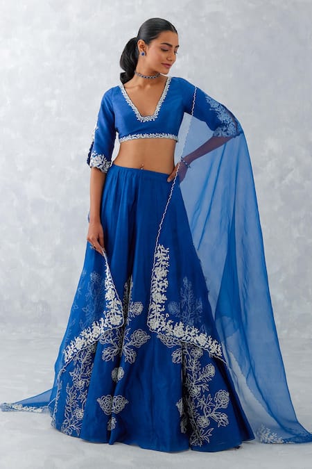 Devnaagri Floral Embroidered Lehenga Set 