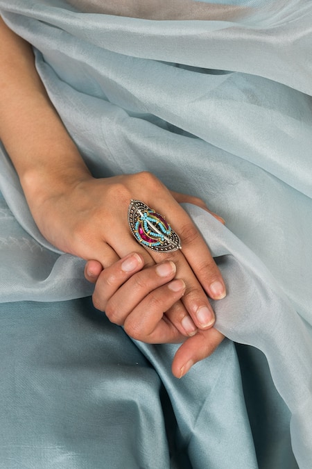 Multi Color Stone Victoria Ring - W081857 – Aiswarya Designer Jewellery