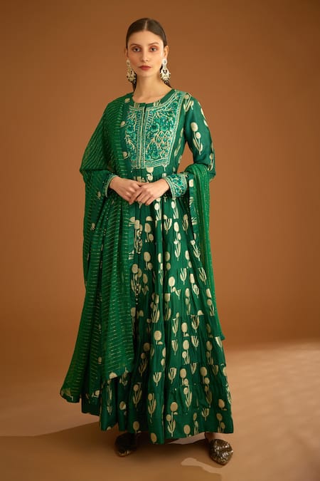 Shyam Narayan Prasad Gota & Thread Embroidered Anarkali Set 