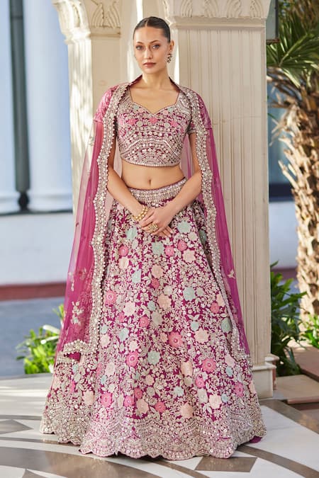 Osaa By Adarsh Embroidered Purple Bridal Lehenga Set 