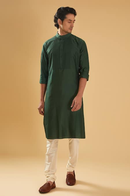 Raghavendra Rathore Blue Placket Pintuck Kurta Set 