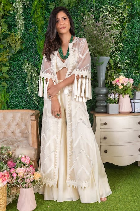 Ohaila Khan Skikha Embroidered Cape Sharara Set 