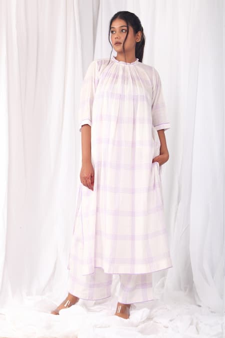 KHAT Checkered Pattern Kurta & Pant Set 