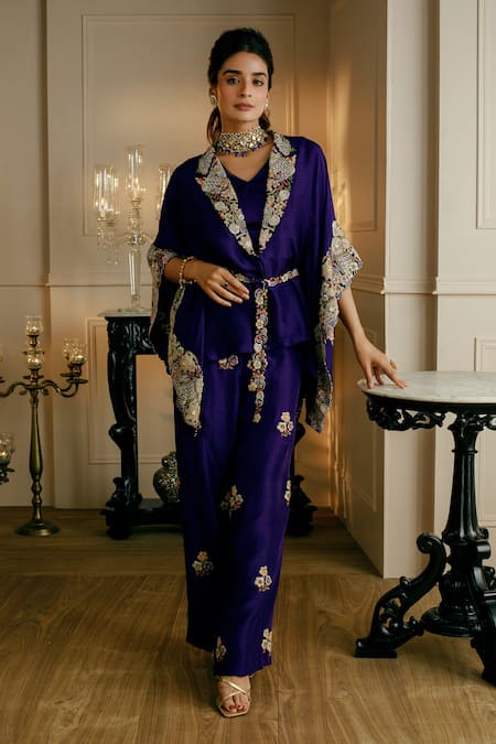 Nehha Nhata Silk Hand Embroidered Kaftan & Pant Set 