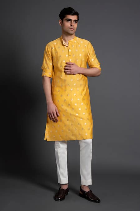 Raghavendra Rathore Jodhpur Chanderi Silk Floral Pattern Kurta 