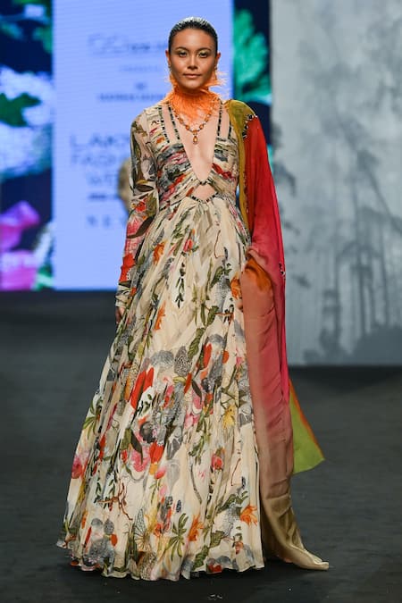 Mahima Mahajan Tropical Print Anarkali With Dupatta 