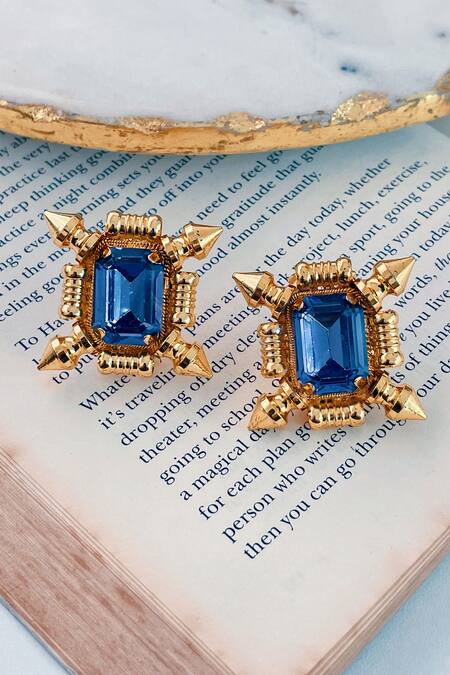 Bermuda Blue Crystal Triangle Earrings | Josie's Jewelry