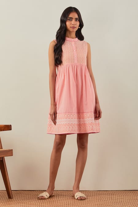 TIC Embroidered Cotton Short Dress 