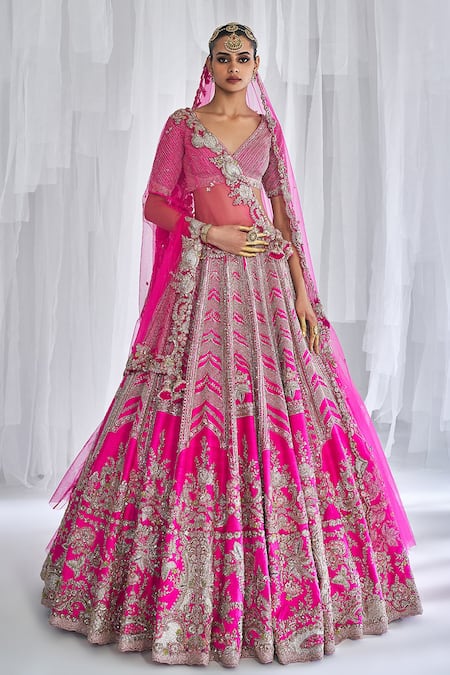 Dolly J Cynthia Raw Silk Embroidered Bridal Lehenga Set 