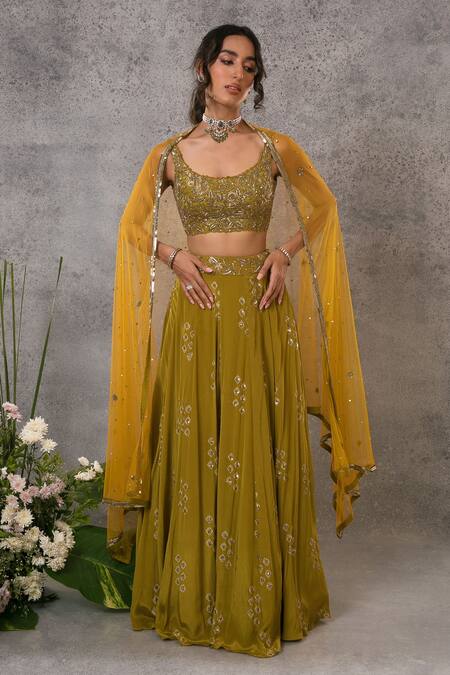 Buy Pritika Vora Green Net Printed Zardozi Scoop Neck Embroidered Lehenga Set at Aza Fashions Buy_Pritika Vora_Green Net Printed Zardozi Scoop Neck Embroidered Lehenga Set_at_Aza_Fashions