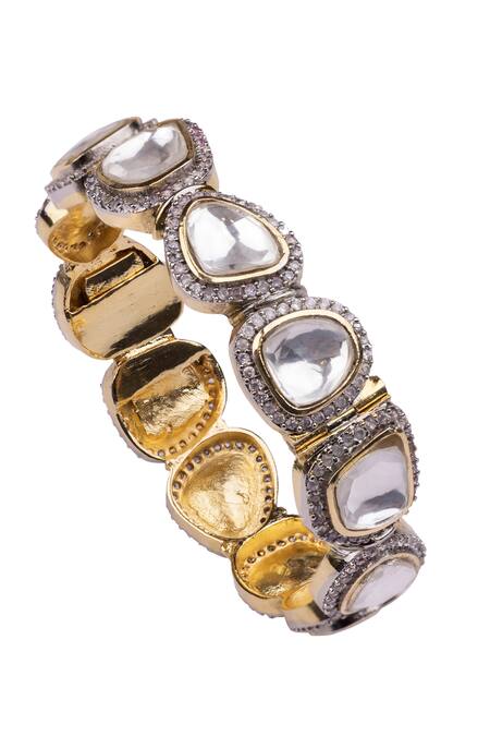 Vasundhara Gold Plated Diamonds, Stones Handcrafted Studded Bracelet Online at Aza Fashions Vasundhara_Gold Plated Diamonds, Stones Handcrafted Studded Bracelet _Online_at_Aza_Fashions