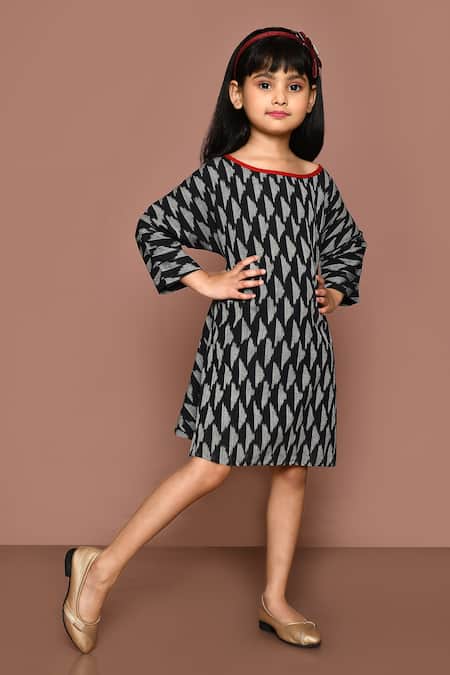 Samyukta Singhania Cotton Ikat Hand Block Print Dress 