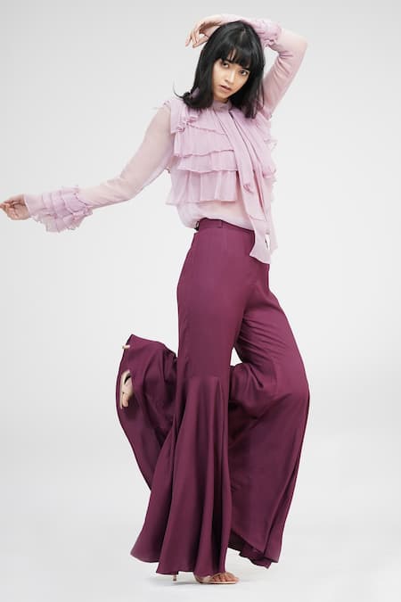 Summer Womens Chiffon Pants High Waist Double-layer Dance Trousers Wide-leg  Work | eBay