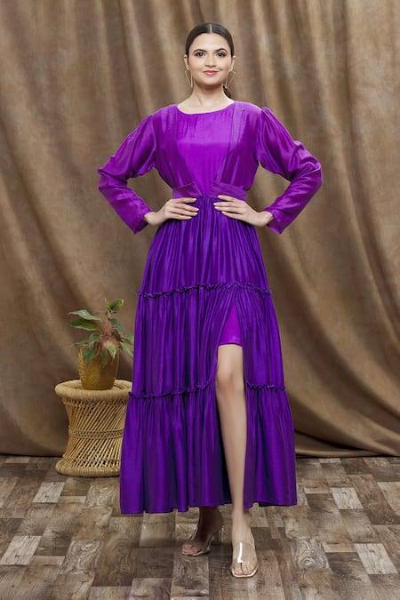 Burgundy Velvet Long Sleeve Draped Midi Dress | PrettyLittleThing USA