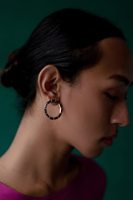 Shop Esme By Aashna Dalmia Blue Bead Embellished Hoops at Aza Fashions Shop_Esme By Aashna Dalmia_Blue Bead Embellished Hoops _at_Aza_Fashions